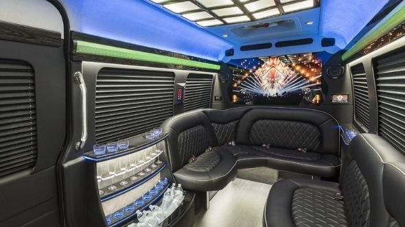 Interior of Charter Bus Company Boston's Sprinter Limo in Boston